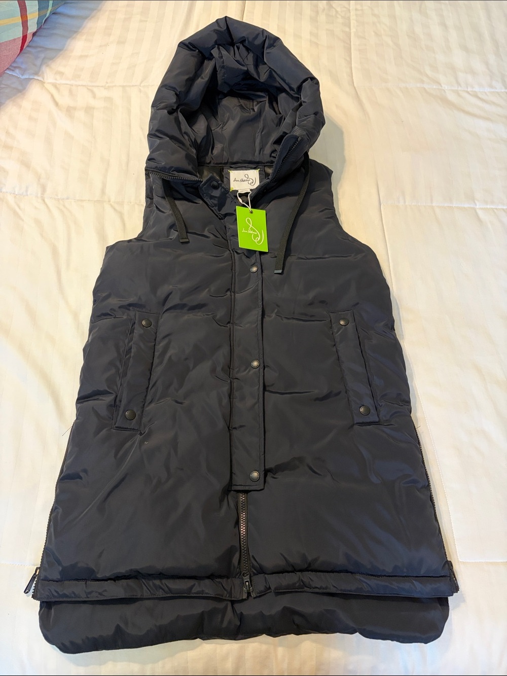 Sam Edelman Hooded Sleeveless Puffer Vest - Navy